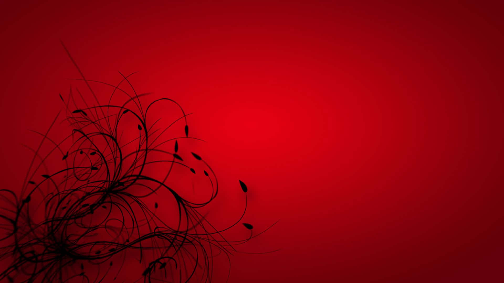 Bright Red, red gradient, black abstract floral swirls, Full HD Desktop Wallpaper