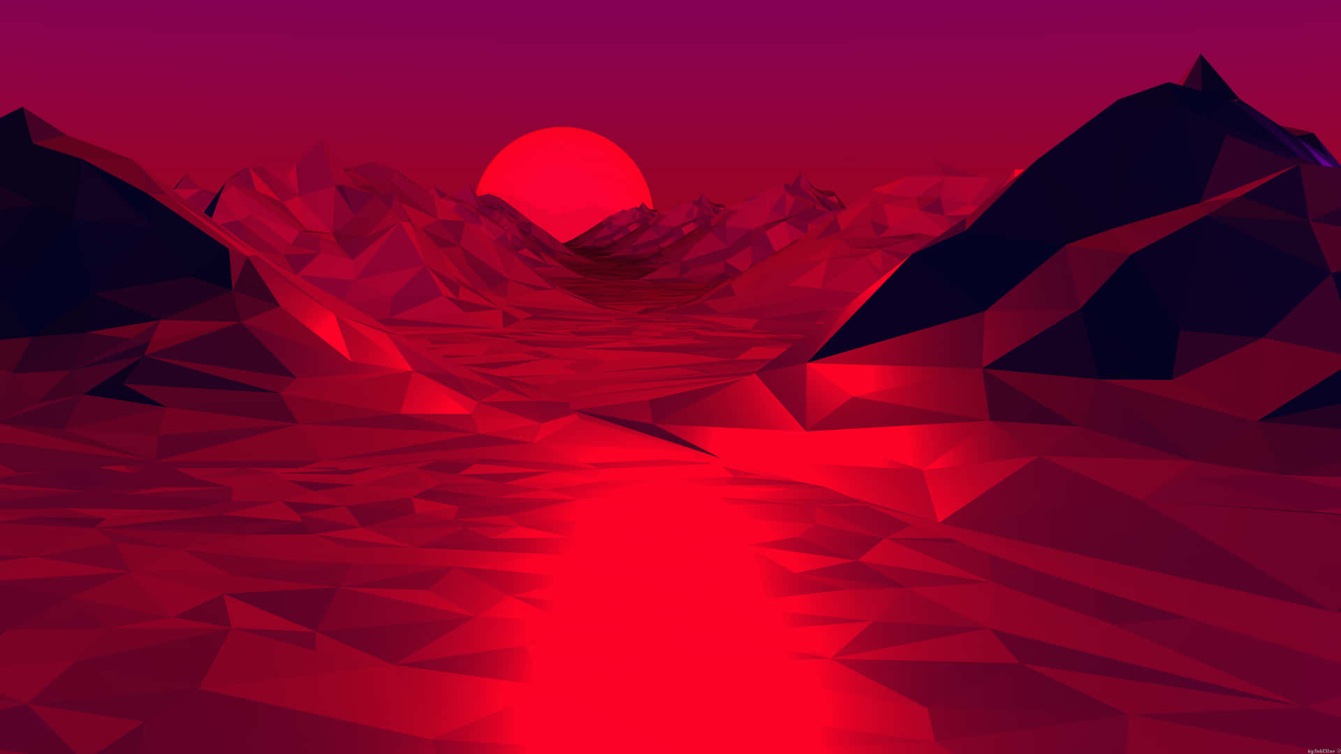 1920x1080 red, abstract mountain, sunset, Full HD Desktop Wallpaper