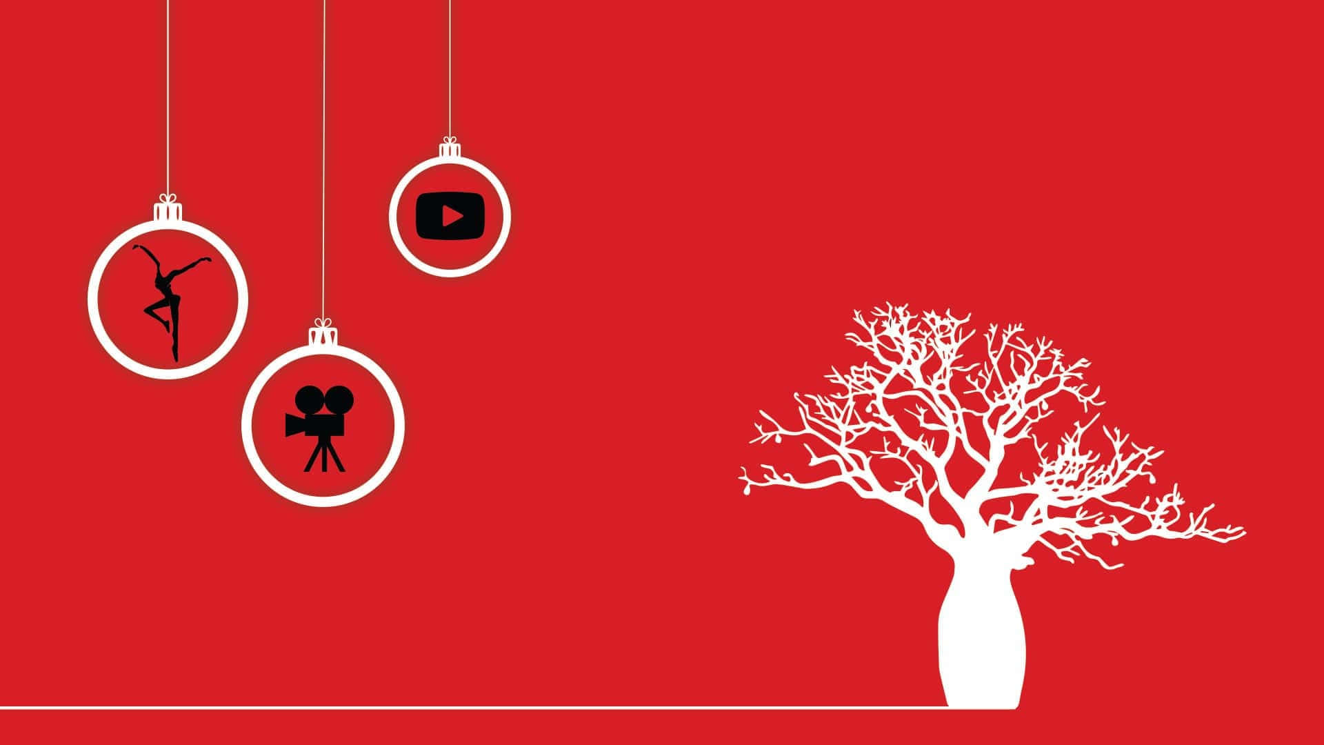 1920x1080, red, white silhouetted baubles, Full HD Desktop Wallpaper