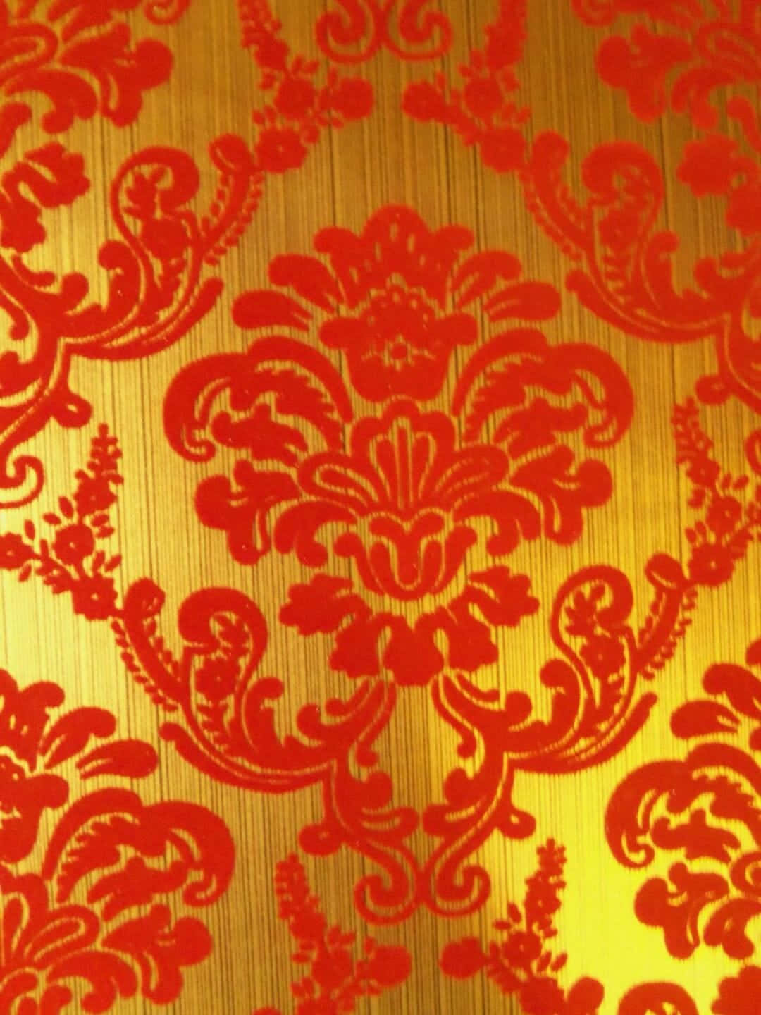 red, gold, damask, HD Phone Wallpaper