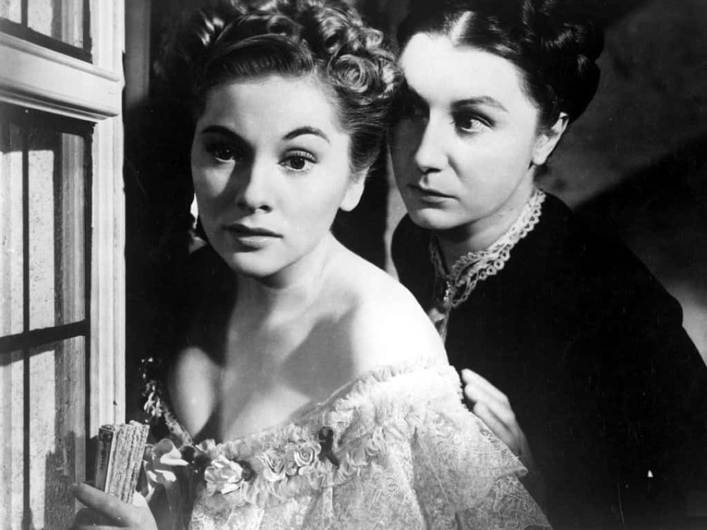 1940s classic film scene, black and white film still, lace dress, SD Desktop Wallpaper