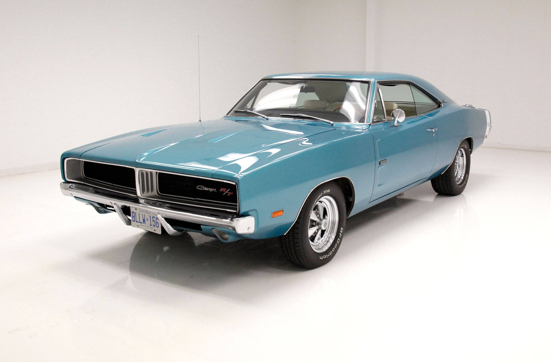 1969 Dodge Charger, bright turquoise, chrome details, Full HD Desktop Wallpaper