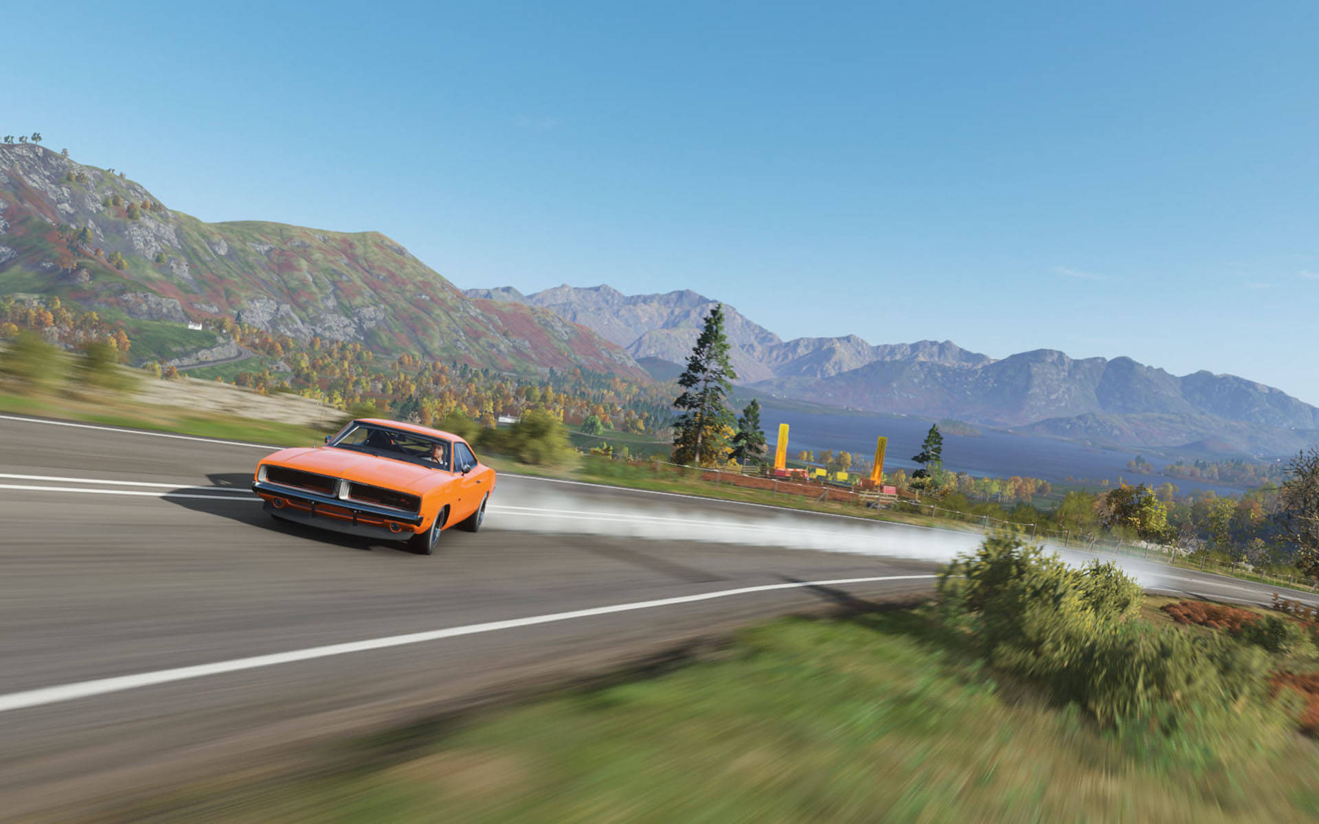 1969 Dodge Charger, vibrant orange, mountain road, Full HD Desktop Wallpaper