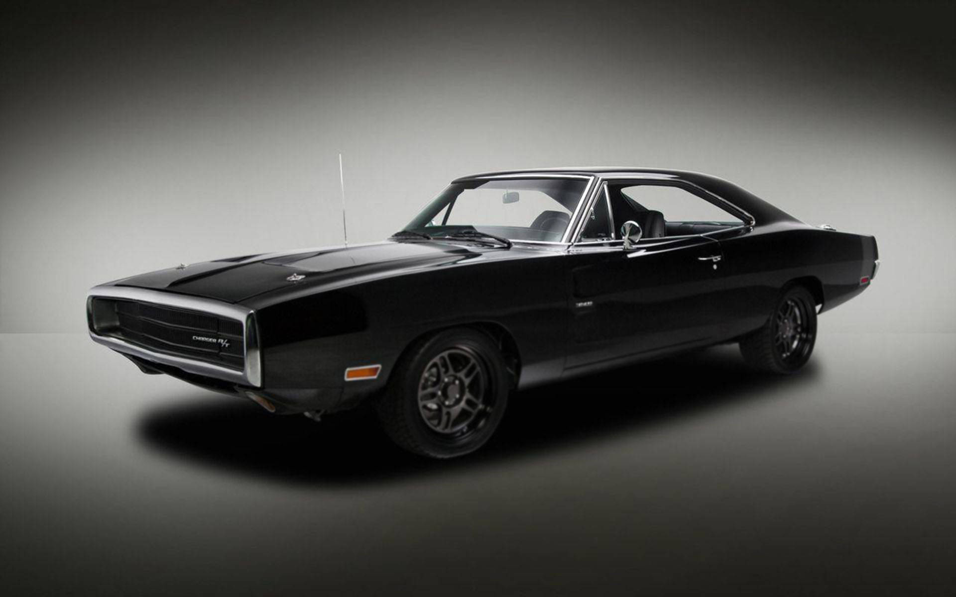 1969 Dodge Charger, black, chrome accents, Full HD Desktop Wallpaper