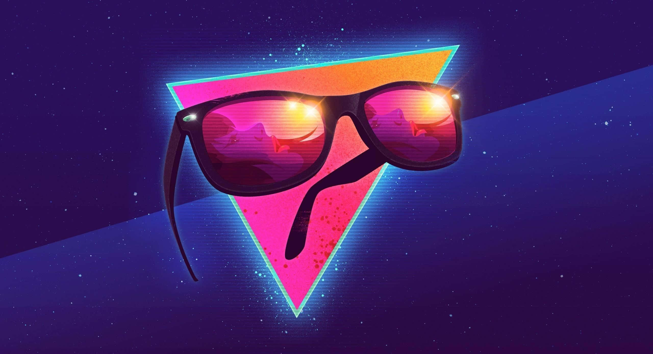 retro futuristic sunglasses, 1980s, neon sunglasses, 2K Desktop Wallpaper