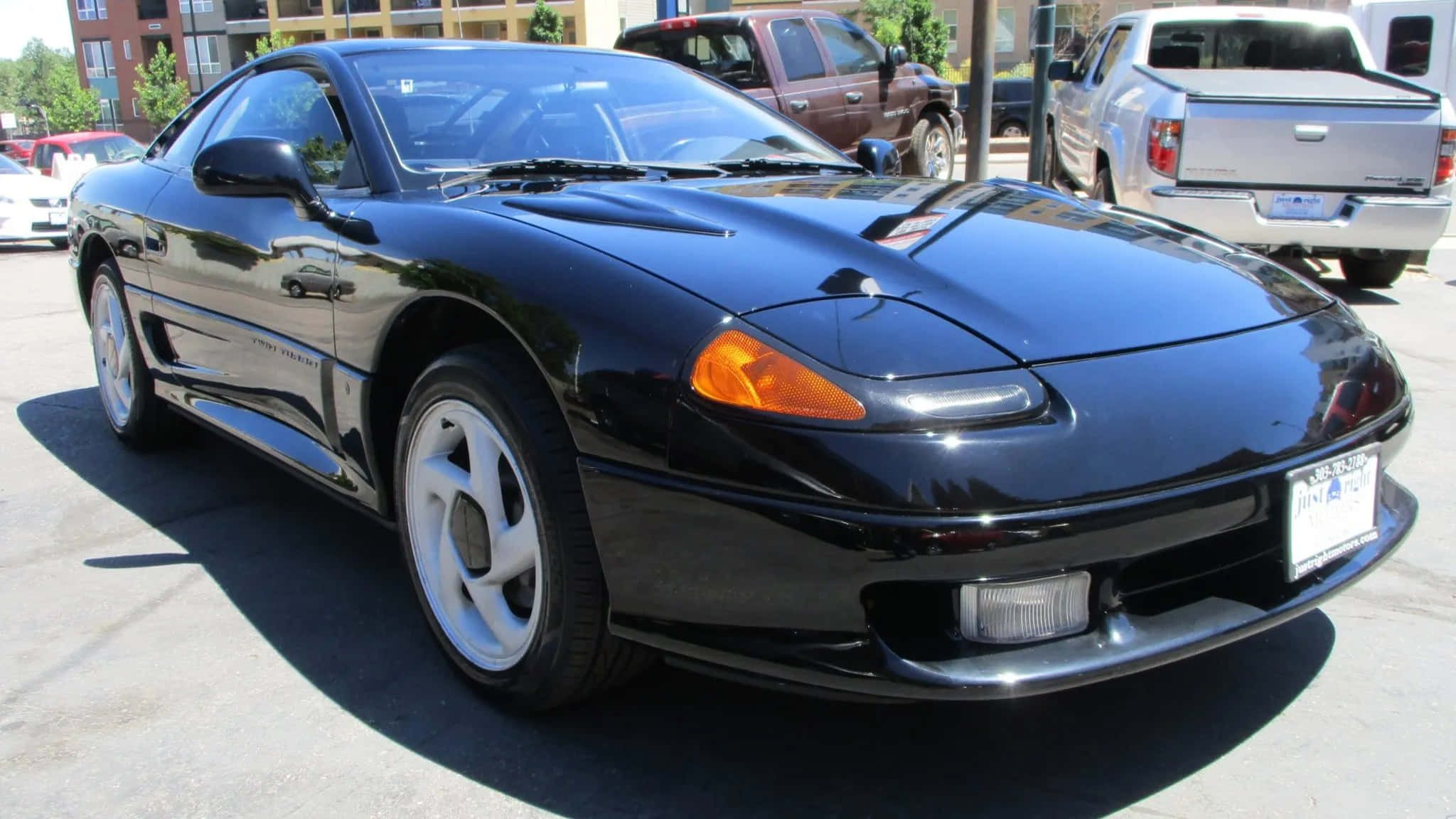 1991 Dodge Stealth, black, white wheels, Full HD Desktop Wallpaper