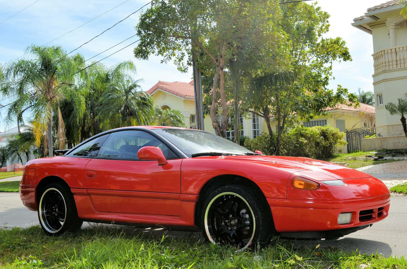1991 Dodge Stealth, vibrant red, black rims, HD Desktop Wallpaper