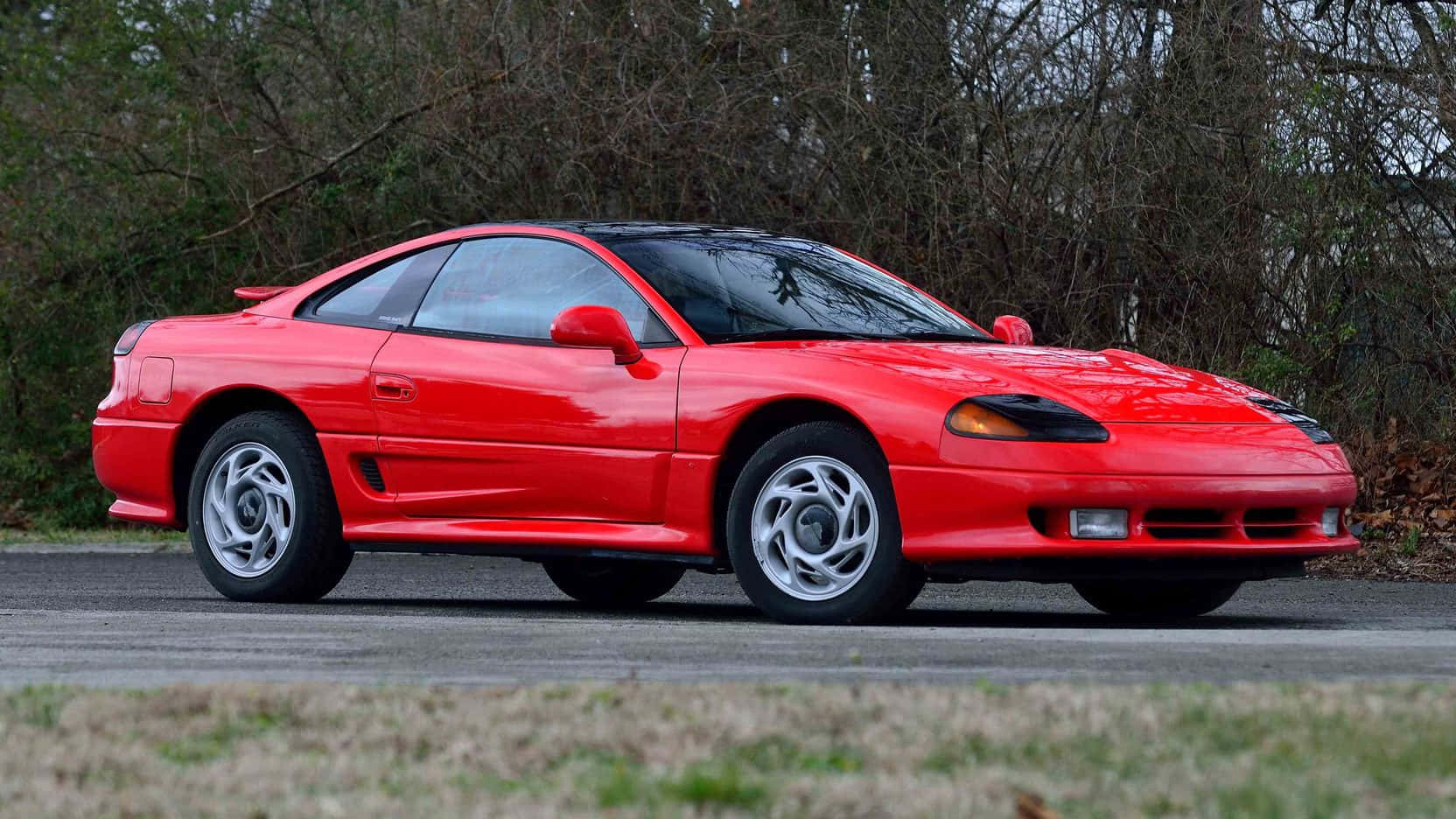 1991 Dodge Stealth, vibrant red, paved road, HD Desktop Wallpaper