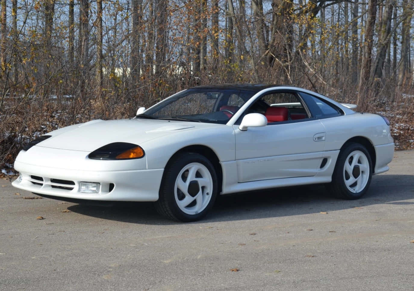 1991 Dodge Stealth, white sports car, red interior, HD Desktop Wallpaper