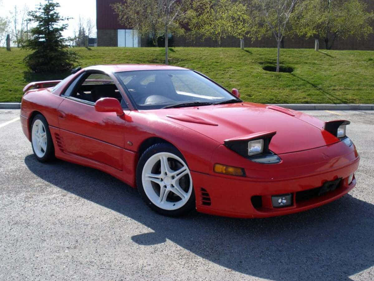 1991 Dodge Stealth, glossy red, white wheels, SD Desktop Wallpaper