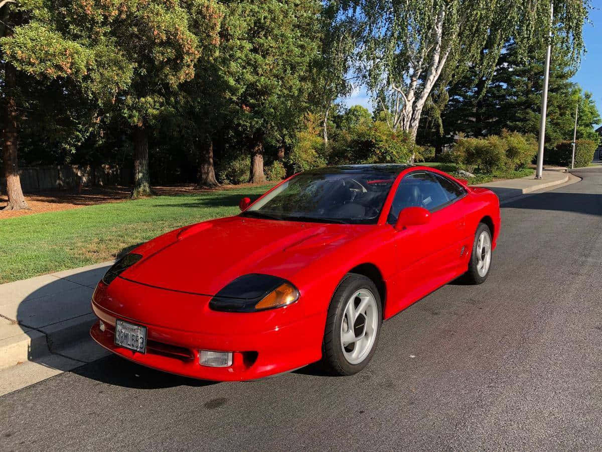 1991 Dodge Stealth, vibrant red, suburban street, SD Desktop Wallpaper