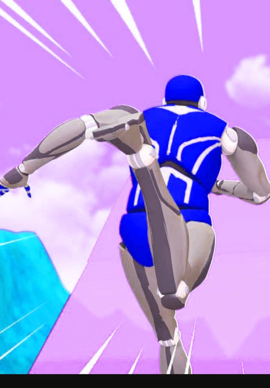 1v1lol, blue and gray armored runner, vibrant purple sky, HD Phone Wallpaper