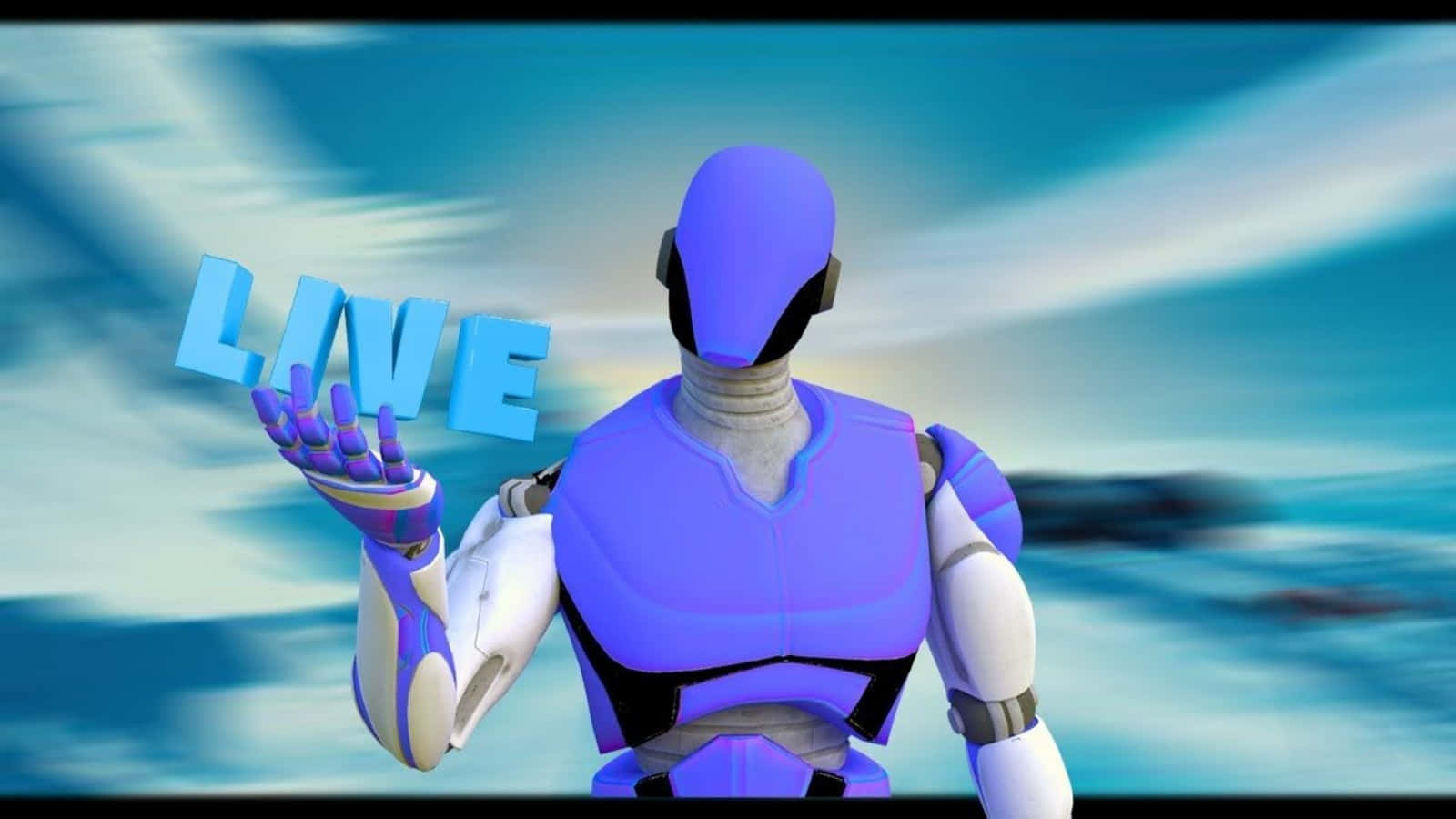 1v1lol, purple humanoid robot, glowing blue 3d letters, HD Desktop Wallpaper