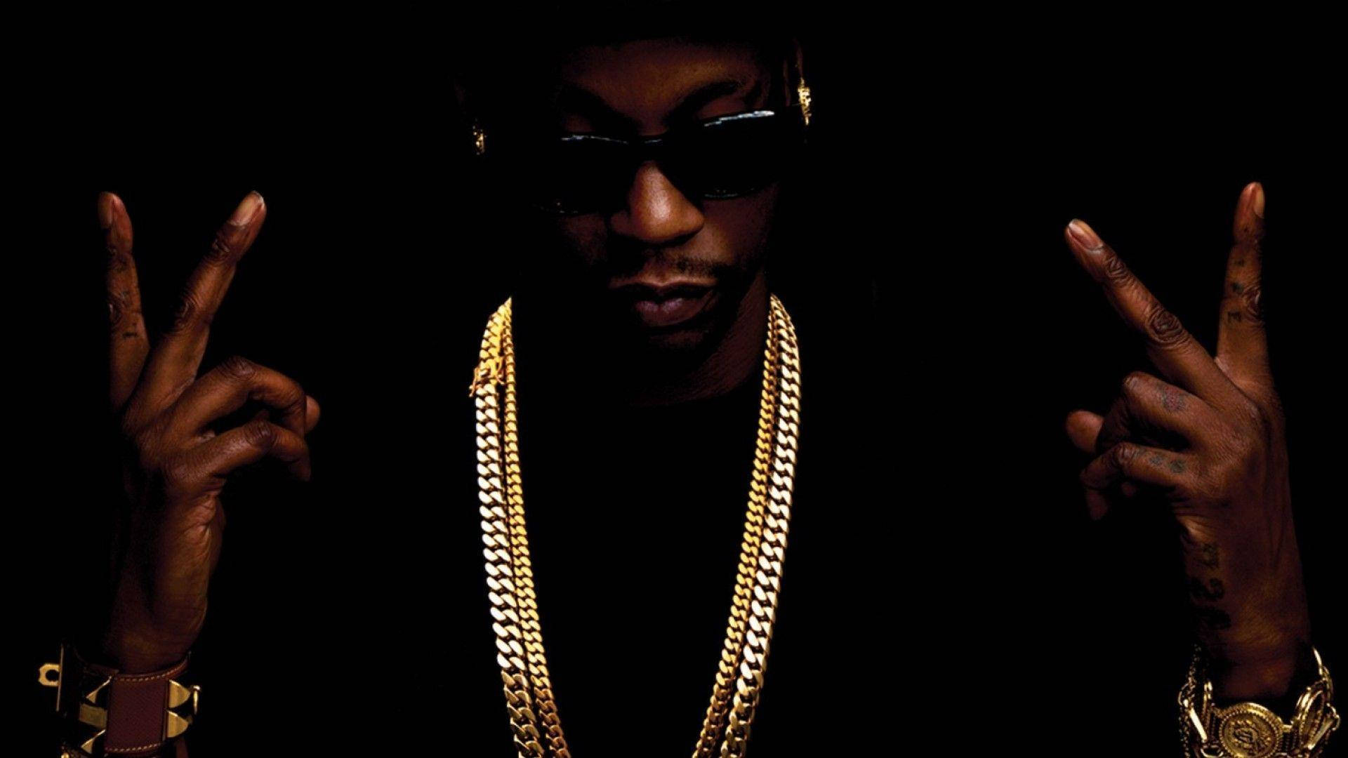 2 Chainz, sunglasses, gold chains, Full HD Desktop Wallpaper