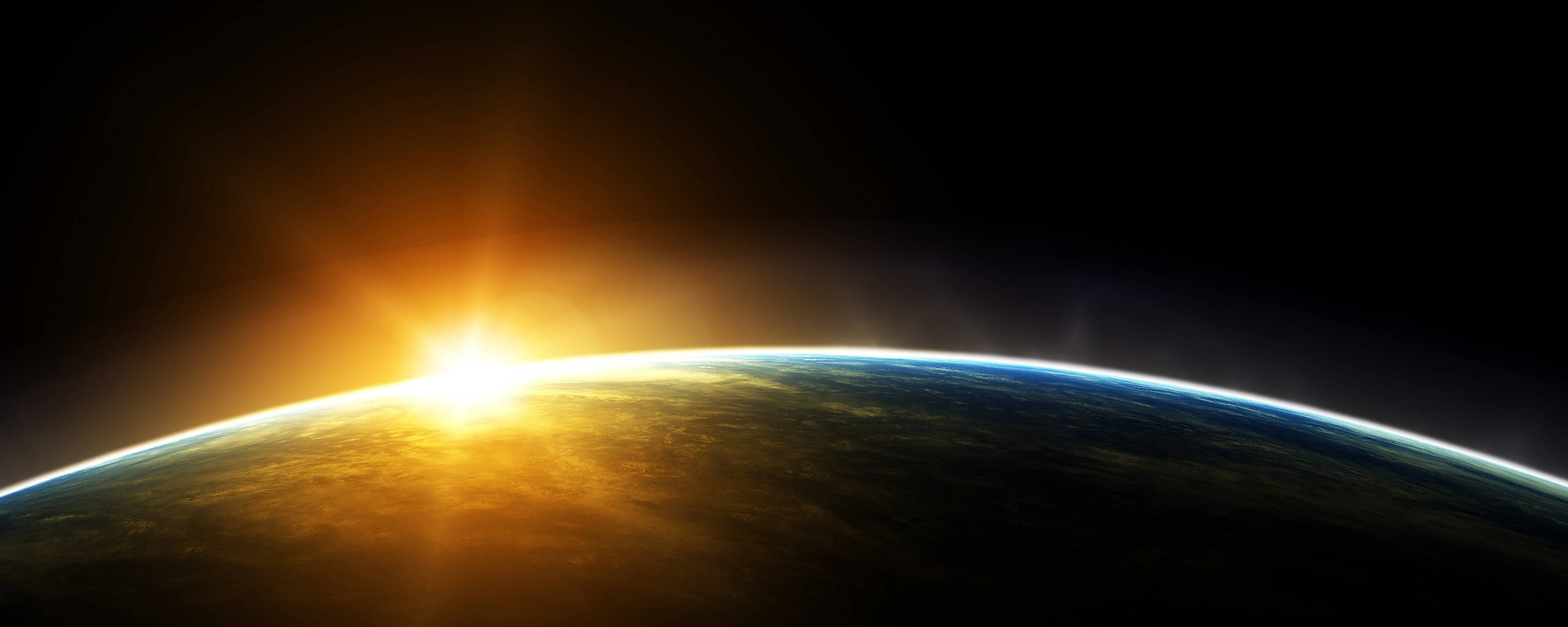 2 Monitor, Earth, sunrise, 2K Desktop Wallpaper