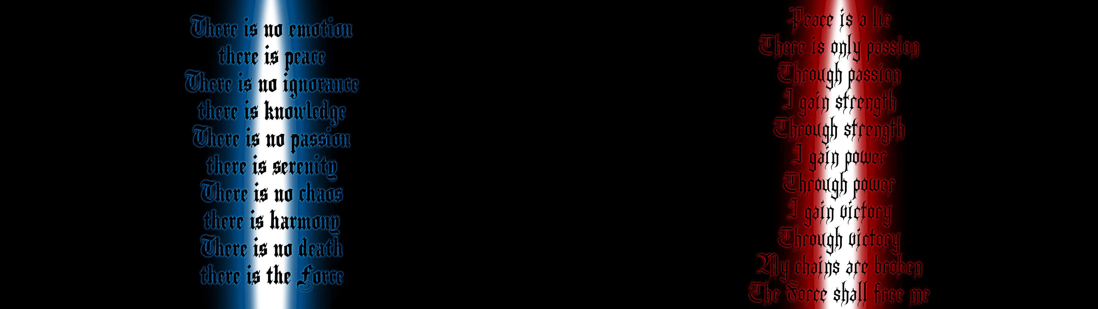 minimalist dual monitor, 3840 x 1080, blue and red fonts, 4K Desktop Wallpaper