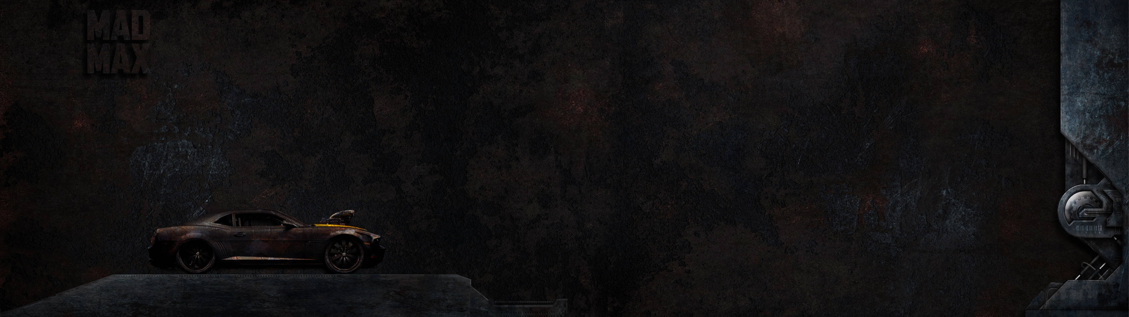 2 Monitor, rusted sports car, rocky ledge, 4K Desktop Wallpaper