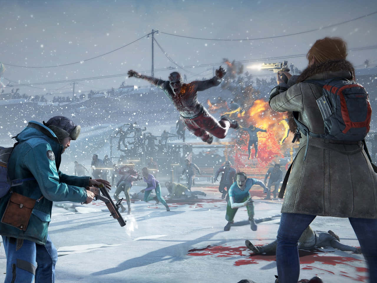 2 Player Games, snowy urban wasteland, zombies, HD Desktop Wallpaper