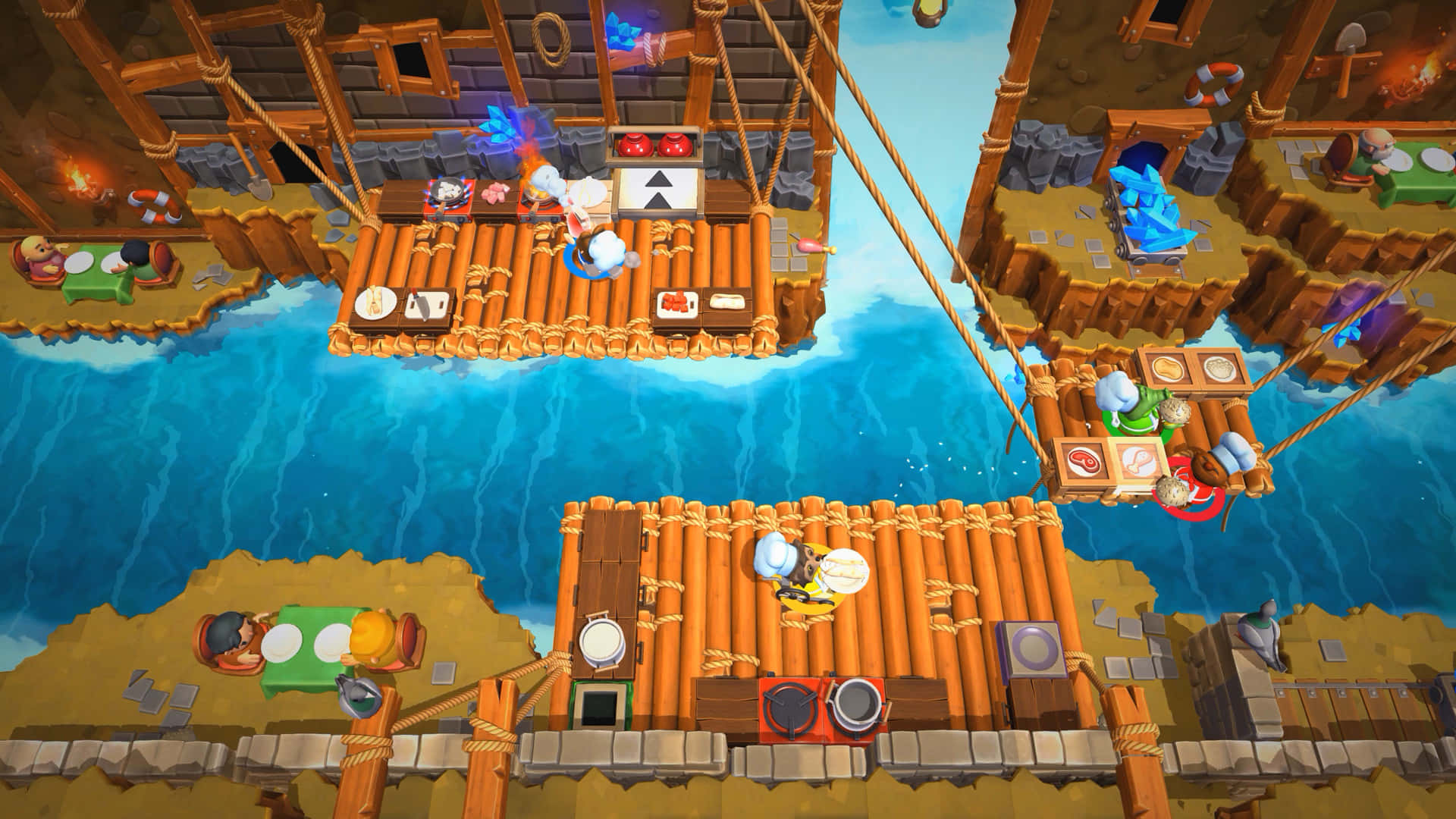 2 Player Games, top-down view, cartoon chefs, Full HD Desktop Wallpaper