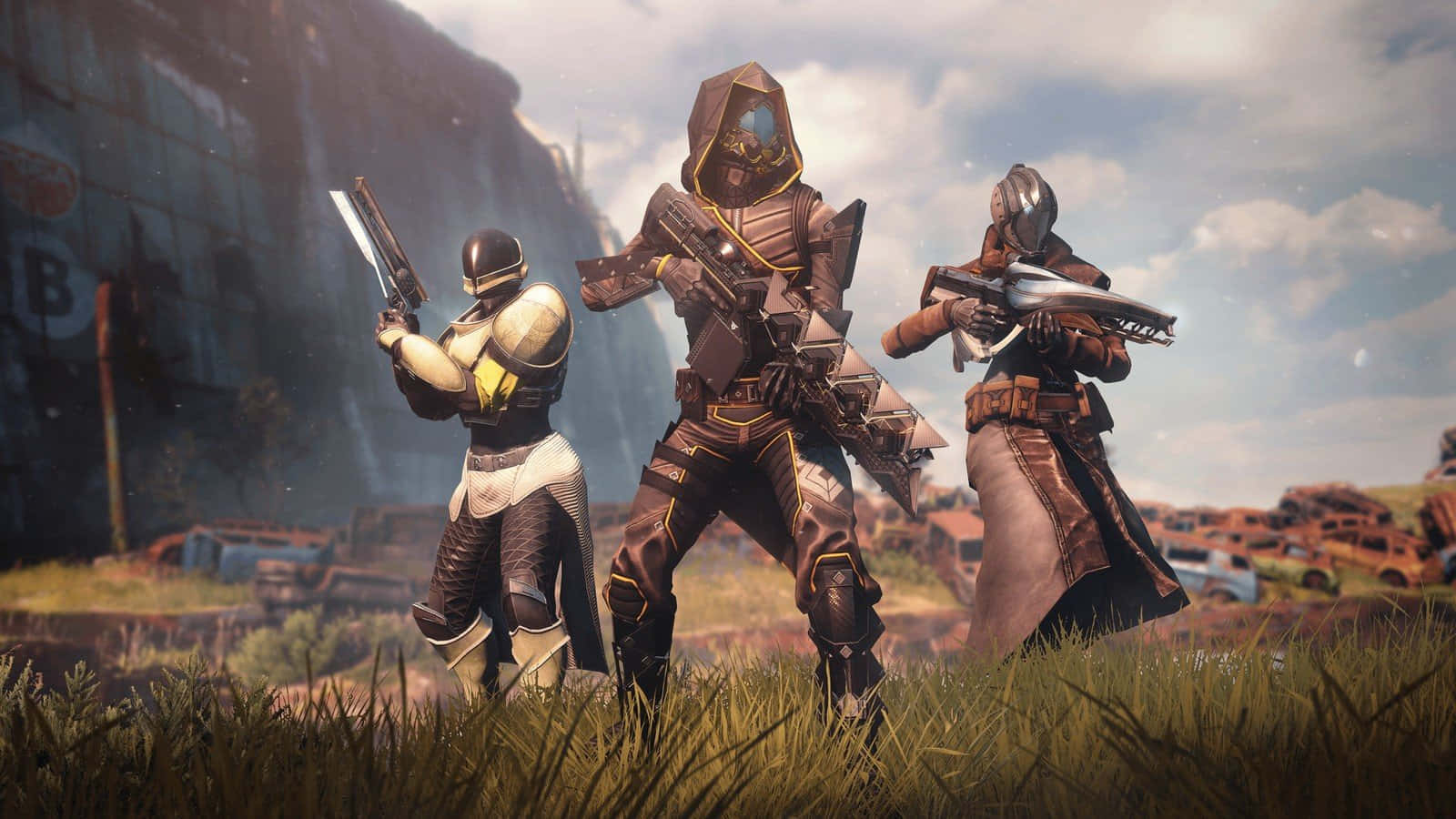 2 Player Games, armored futuristic warriors, grassy wasteland, HD Desktop Wallpaper