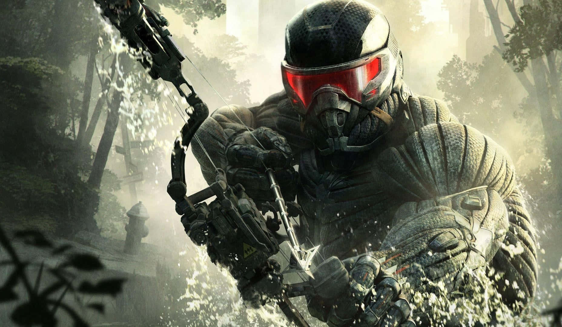 futuristic soldier, tactical gear, red visor, HD Desktop Wallpaper