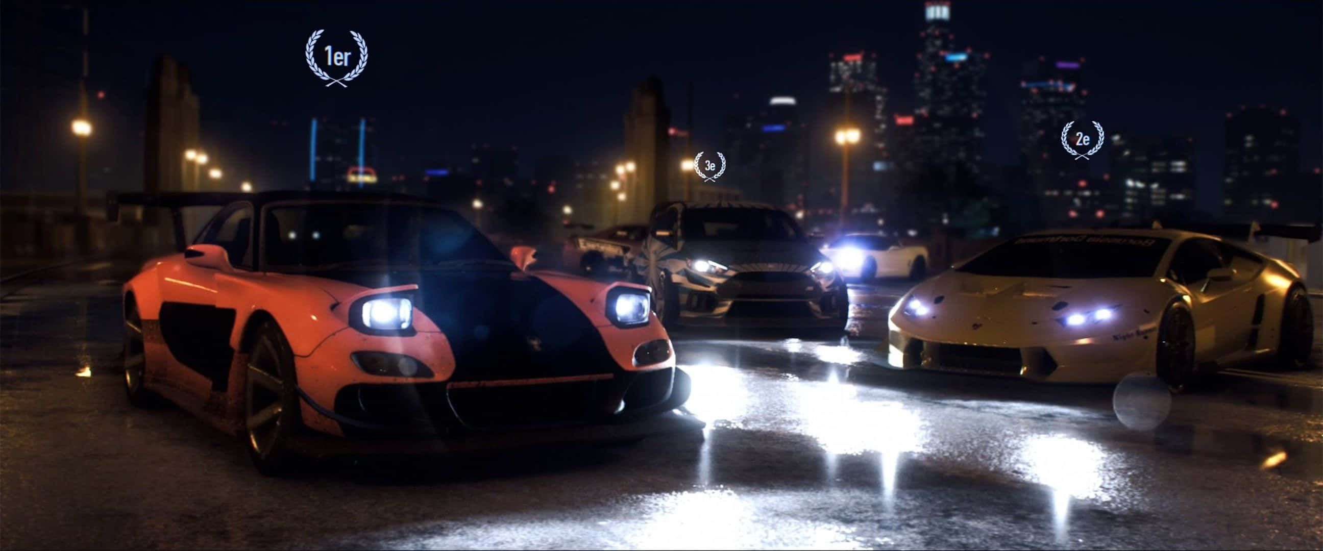 2 Player Games, sports cars, night, 2K Desktop Wallpaper