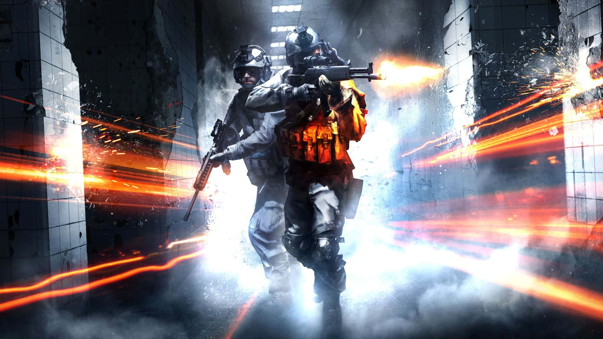2 Player Games, tactical gear, smoky urban corridor, Full HD Desktop Wallpaper