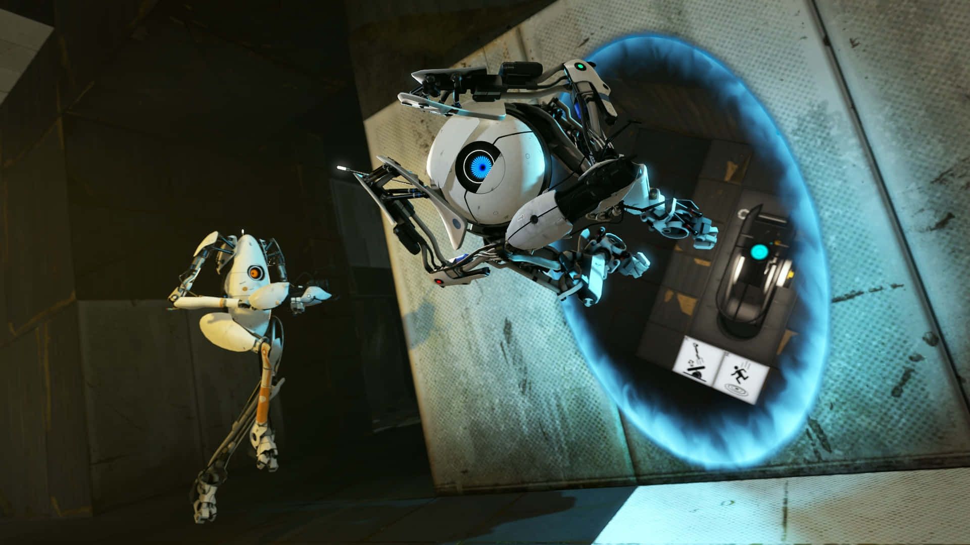 2 Player Games, robotic characters, futuristic lab, Full HD Desktop Wallpaper