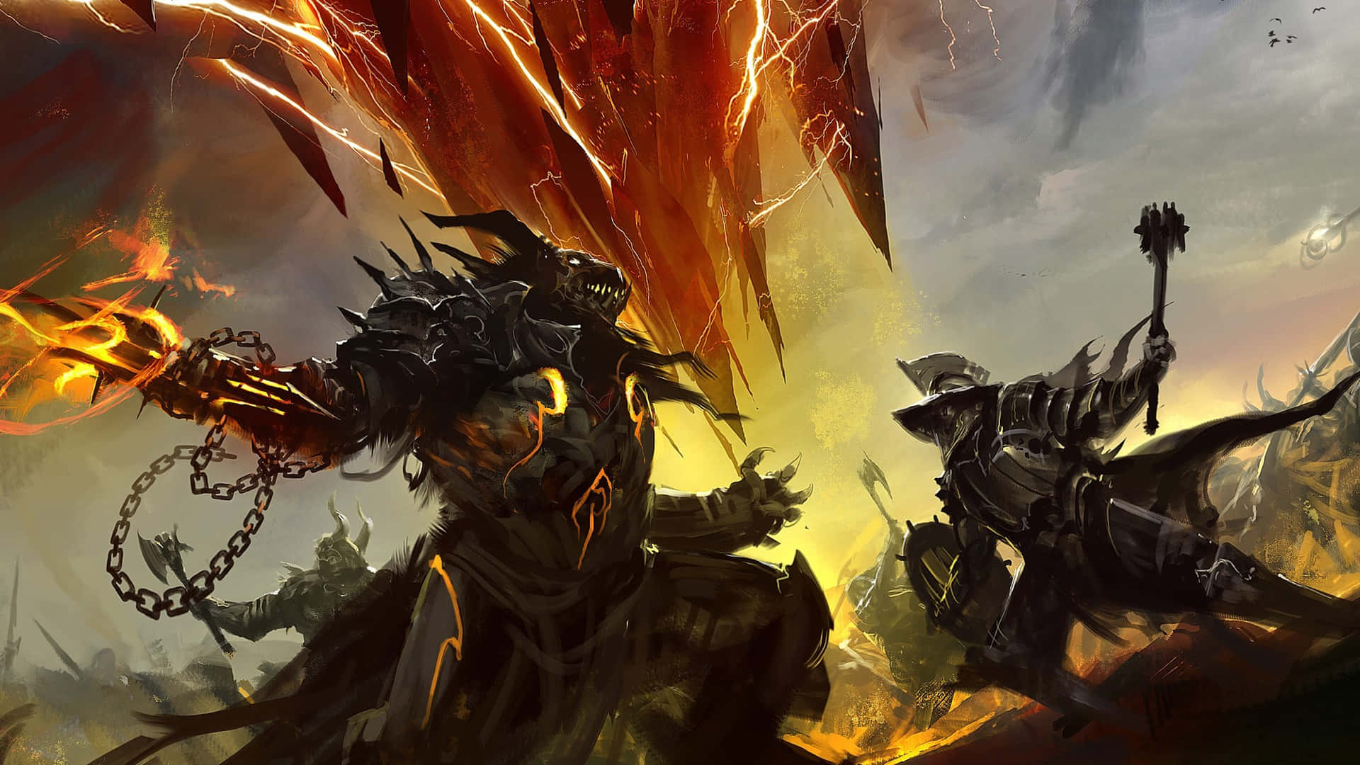 2 Player Games, armored warriors, fiery battlefield, Full HD Desktop Wallpaper