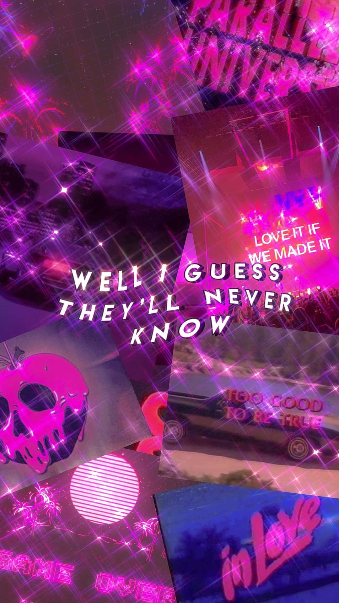 Sparkling Pink Cyber Y2K Aesthetic, vibrant pink, purple glittery, Full HD Phone Wallpaper