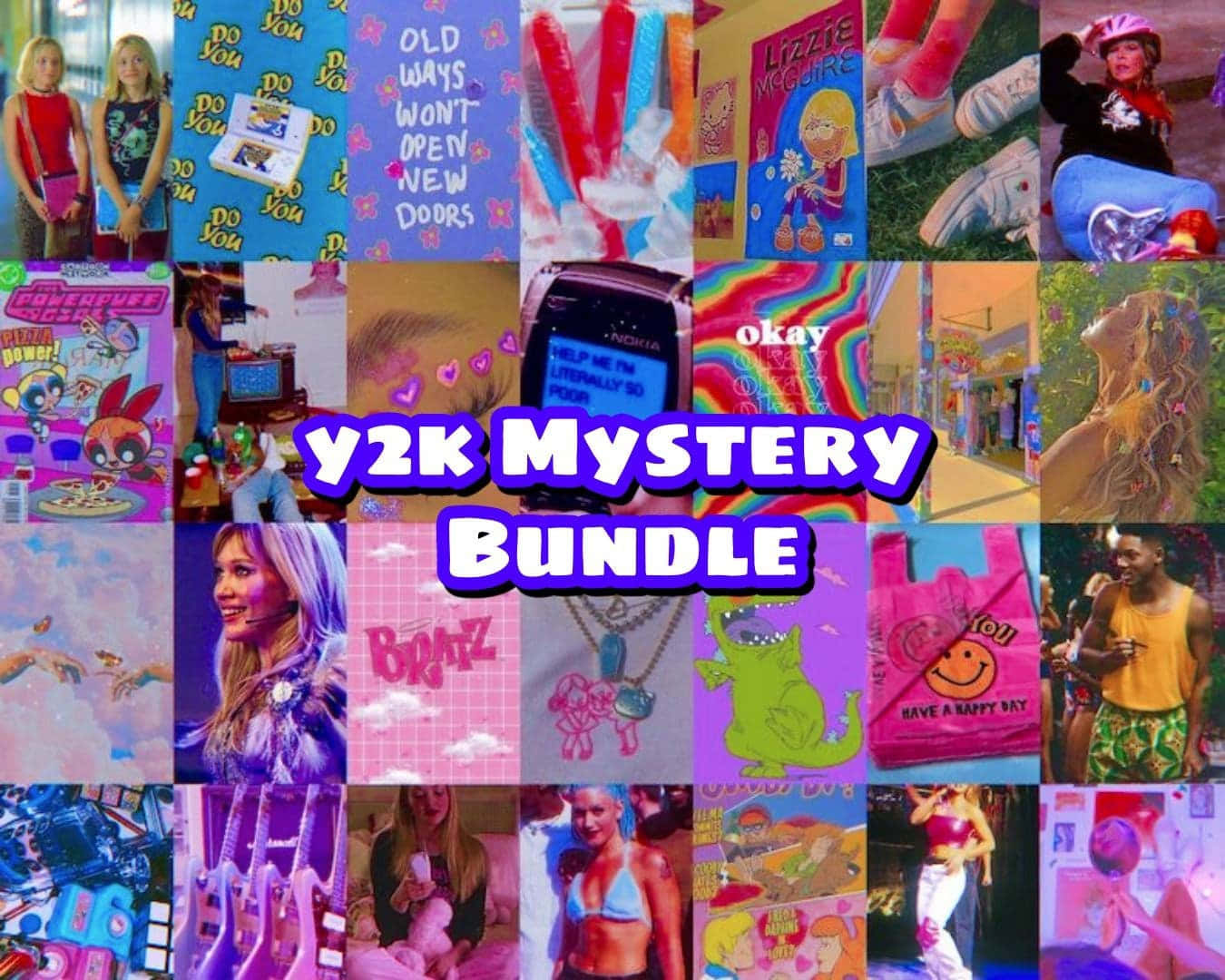 Y2K-era, pop culture icons, cartoon characters, HD Desktop Wallpaper