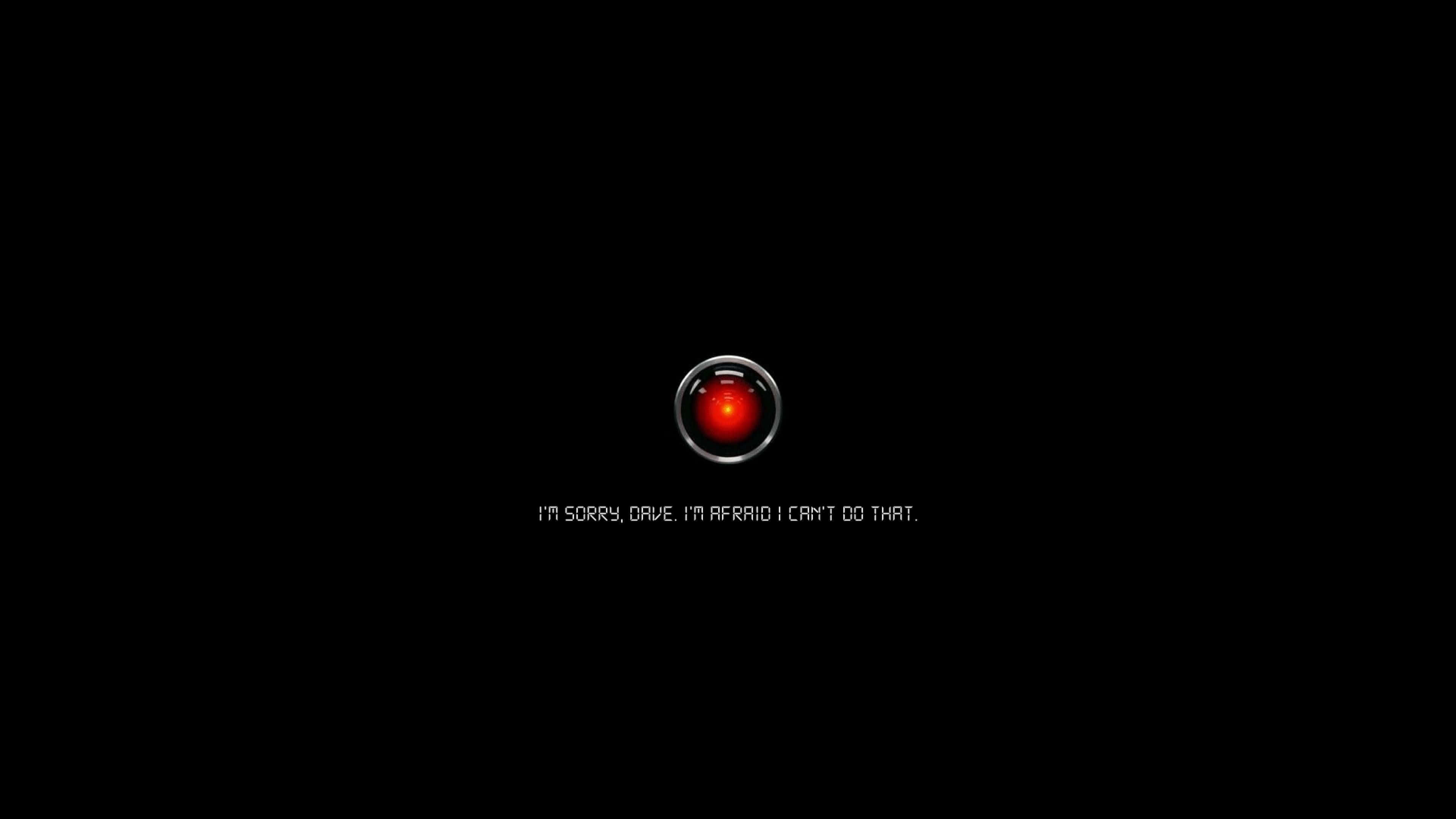 2001: A SPACE ODYSSEY, glowing red eye, black void, 4K Desktop Wallpaper