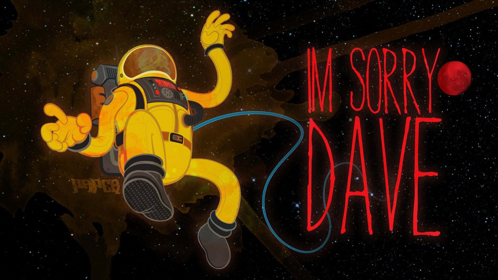 2001: A Space Odyssey, cartoon astronaut, yellow suit, Full HD Desktop Wallpaper