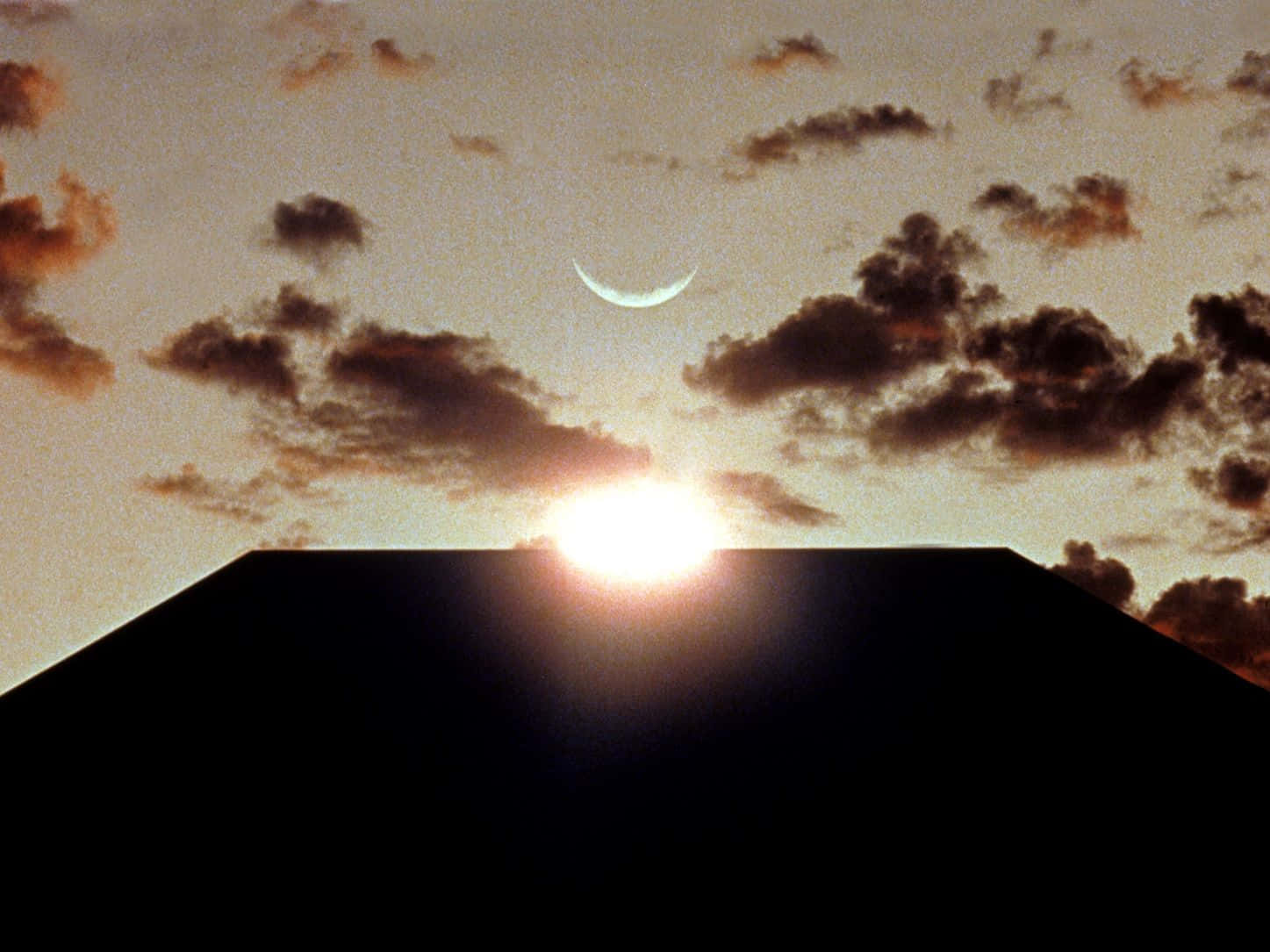2001 A Space Odyssey, crescent moon, sunburst, HD Desktop Wallpaper