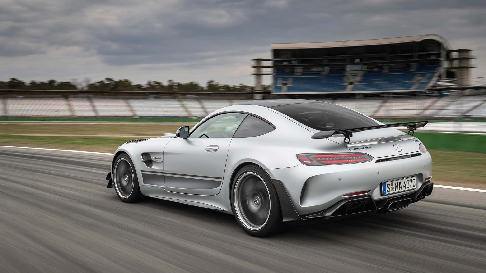 2020 Mercedes-AMG GT R Pro, racetrack, silver, Full HD Desktop Wallpaper