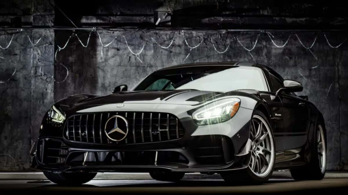 2020 Mercedes AMG GT R Pro, black, glowing headlights, SD Desktop Wallpaper