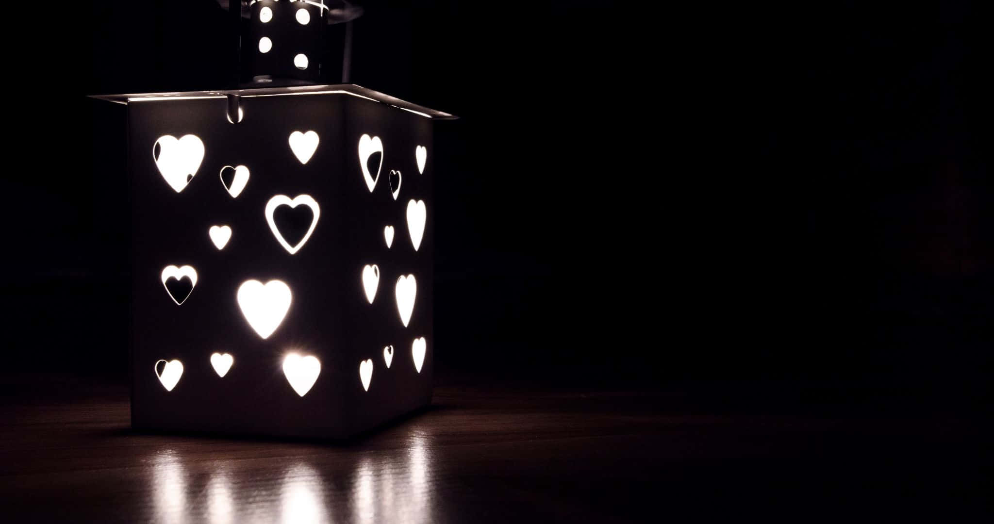 2048x1080, glowing lantern, heart-shaped cutouts, Full HD Desktop Wallpaper