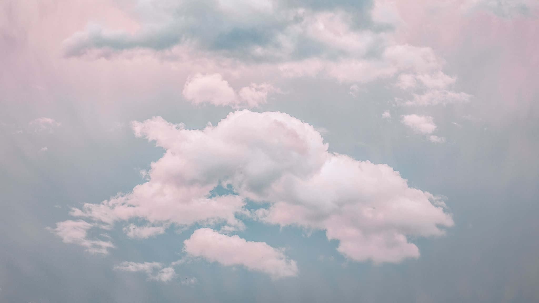 pastel clouds, soft pink, blue clouds, Full HD Desktop Wallpaper