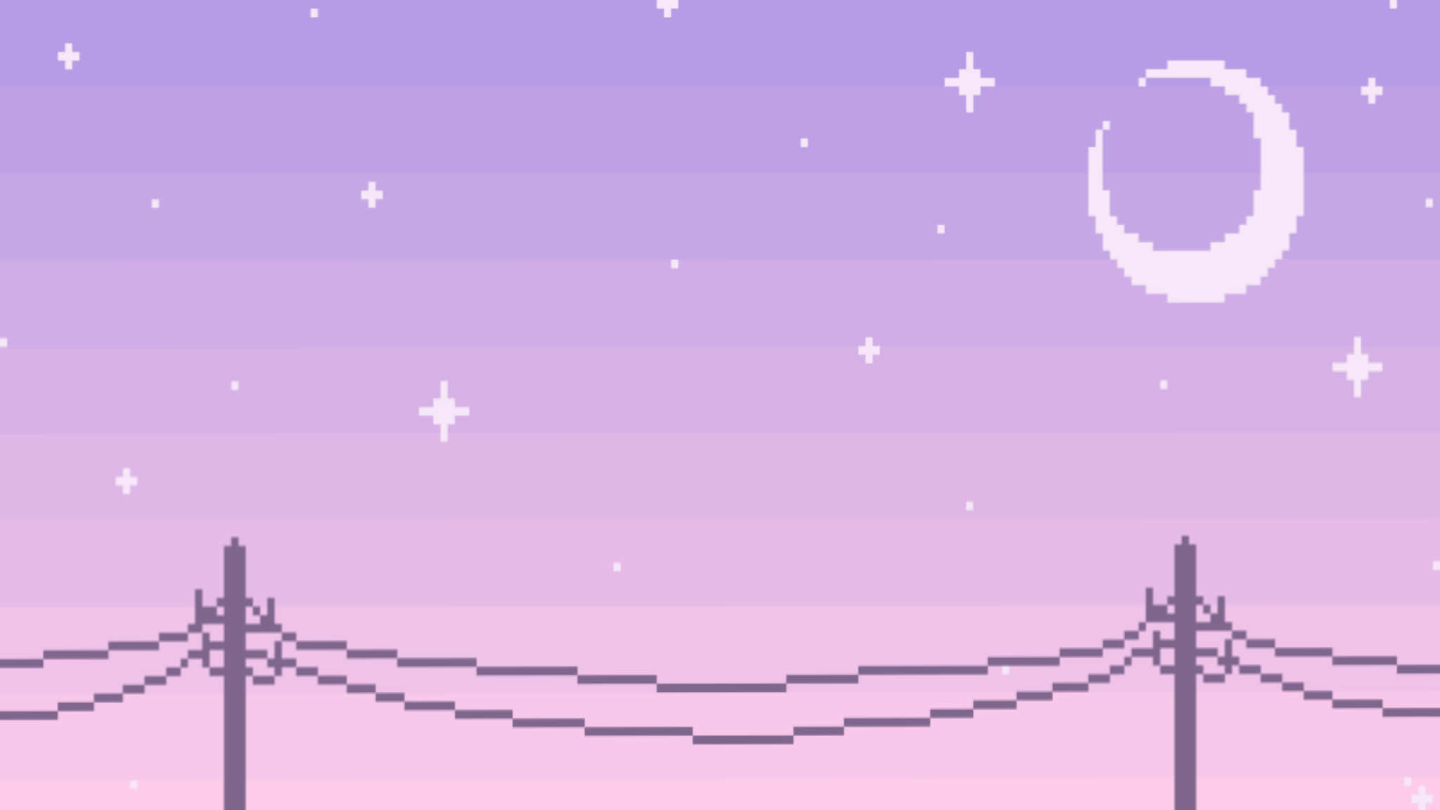 2048x1152 aesthetic wallpaper, crescent moon, stars, Full HD Desktop Wallpaper