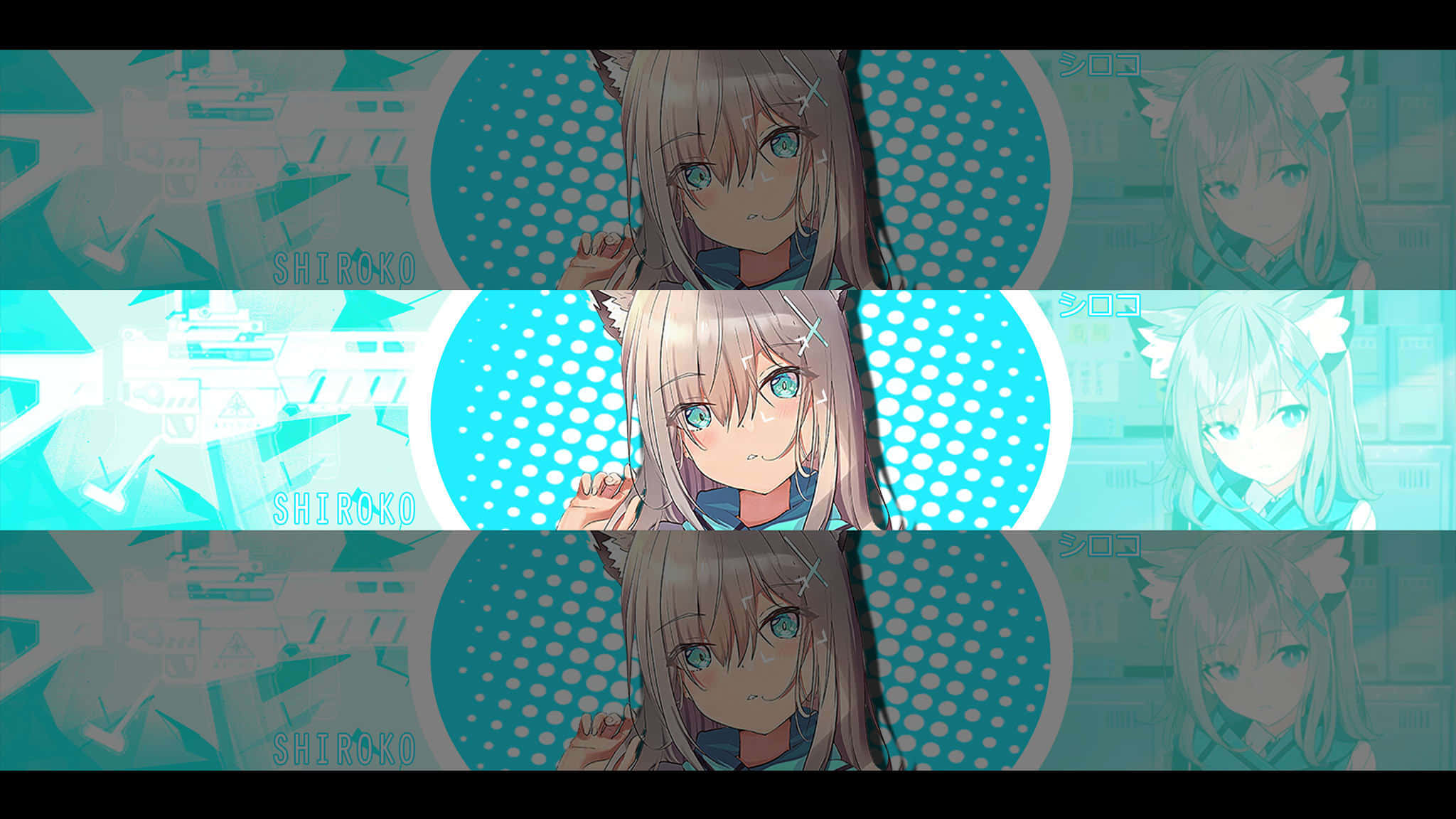 Anime girl, cat ears, teal eyes, Full HD Desktop Wallpaper