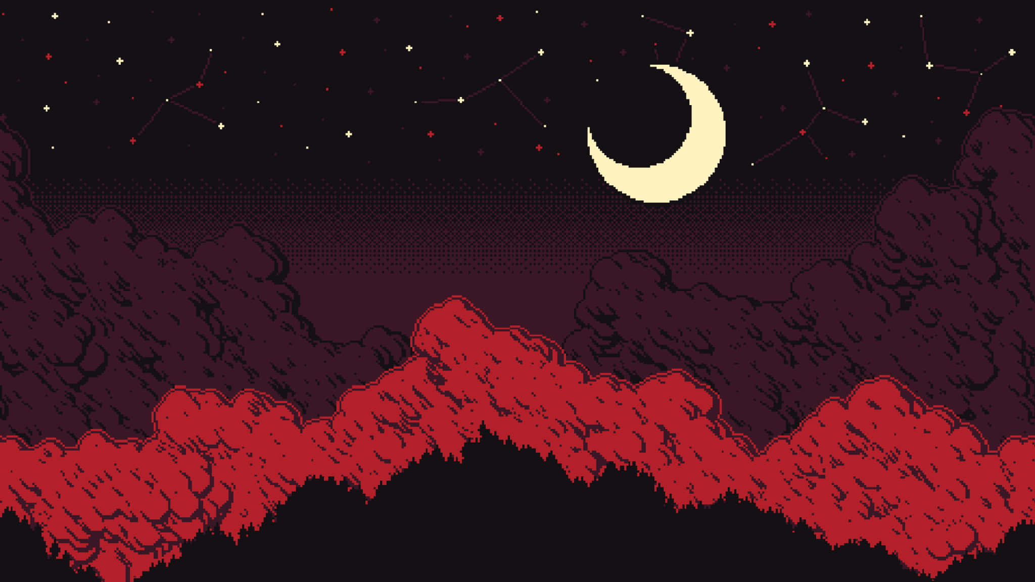 2048x1152 pixel, crescent moon, constellations, Full HD Desktop Wallpaper
