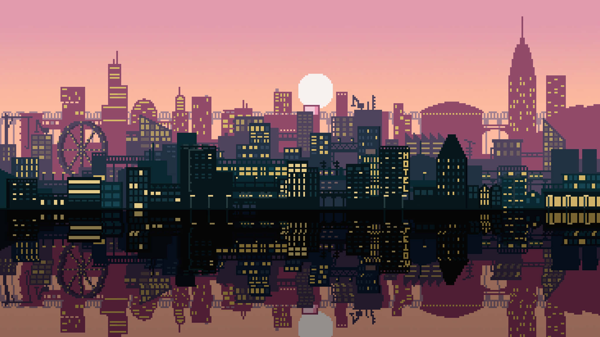 2048x1152 Pixel, sunset, pink sky, Full HD Desktop Wallpaper