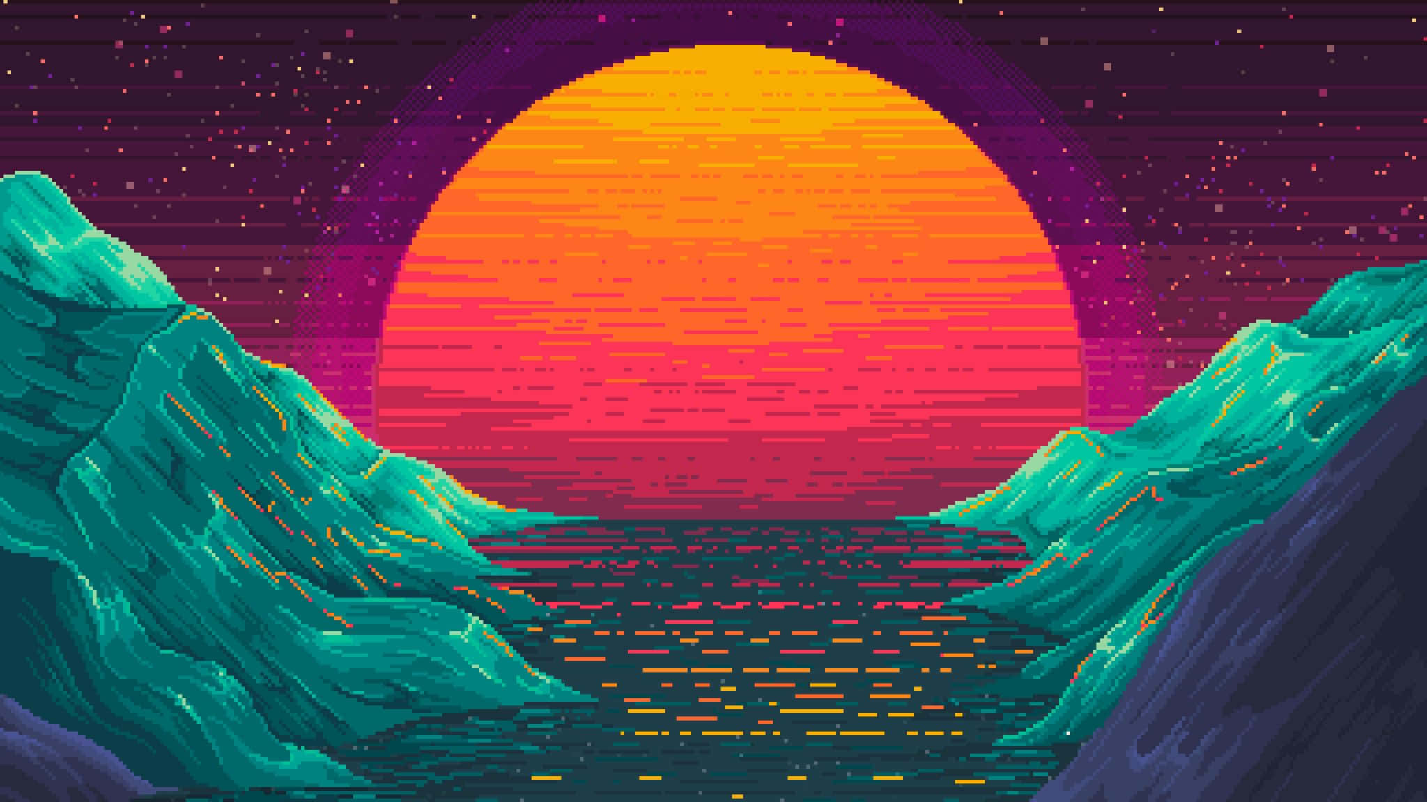 2048x1152 Pixel, sunset, orange sun, Full HD Desktop Wallpaper