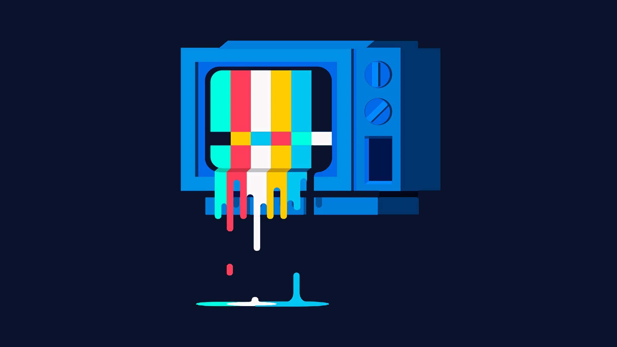 2048x1152 pixel, blue retro TV, colorful test pattern bars, Full HD Desktop Wallpaper