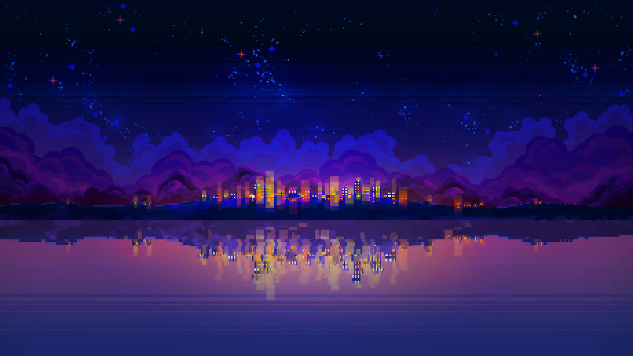 2048x1152 pixel, city skyline, night, Full HD Desktop Wallpaper
