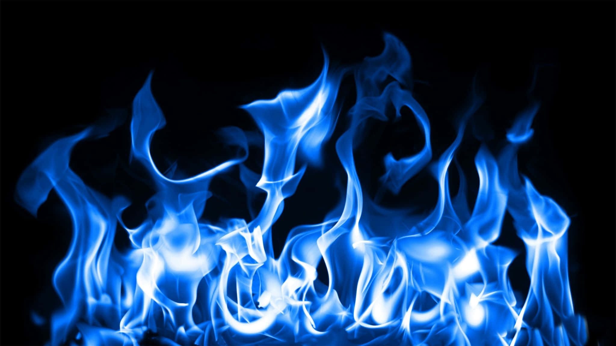 2048x1152 Pixel, blue flames, pure black background, Full HD Desktop Wallpaper