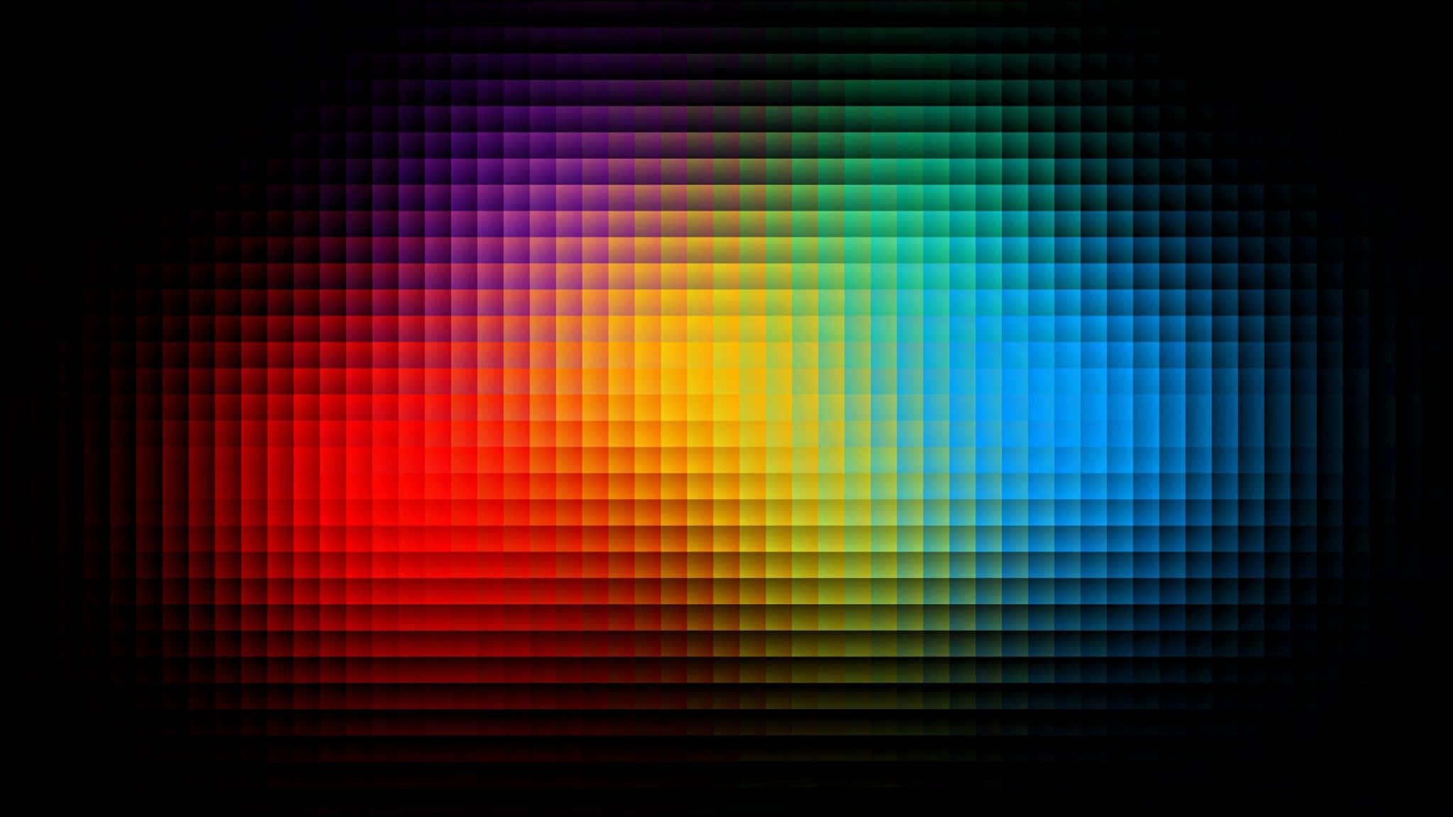 2048x1152 pixel, rainbow gradient, glowing squares, Full HD Desktop Wallpaper