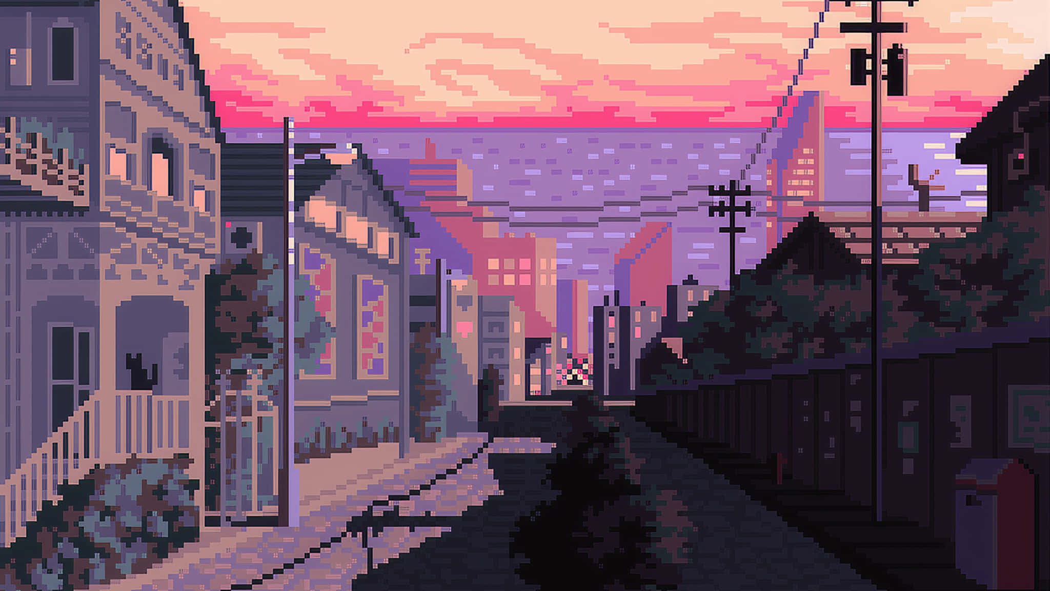 2048x1152 pixel, sunset, pastel pink, Full HD Desktop Wallpaper