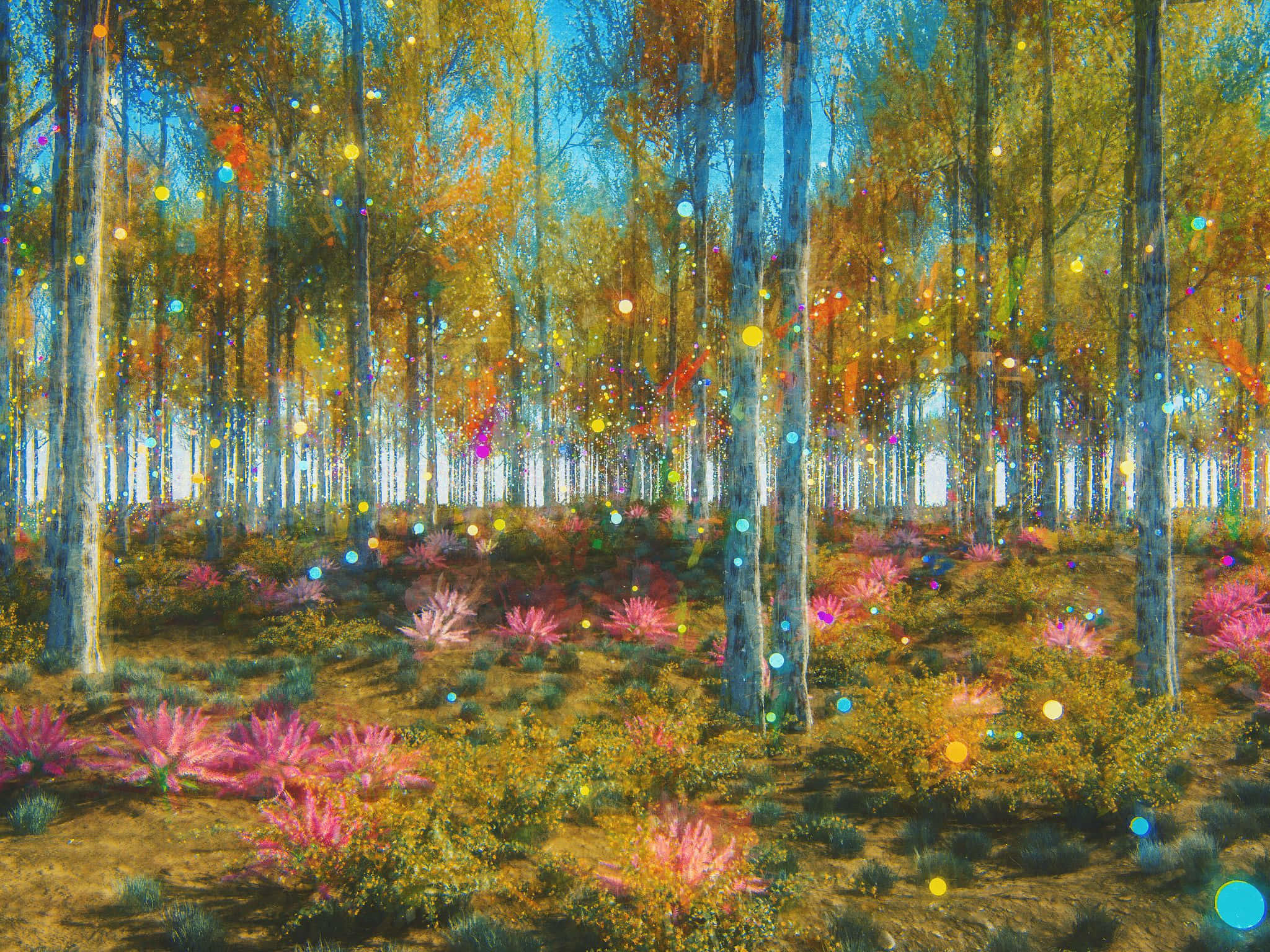 2048x1536, magical forest, tall trees, Full HD Desktop Wallpaper