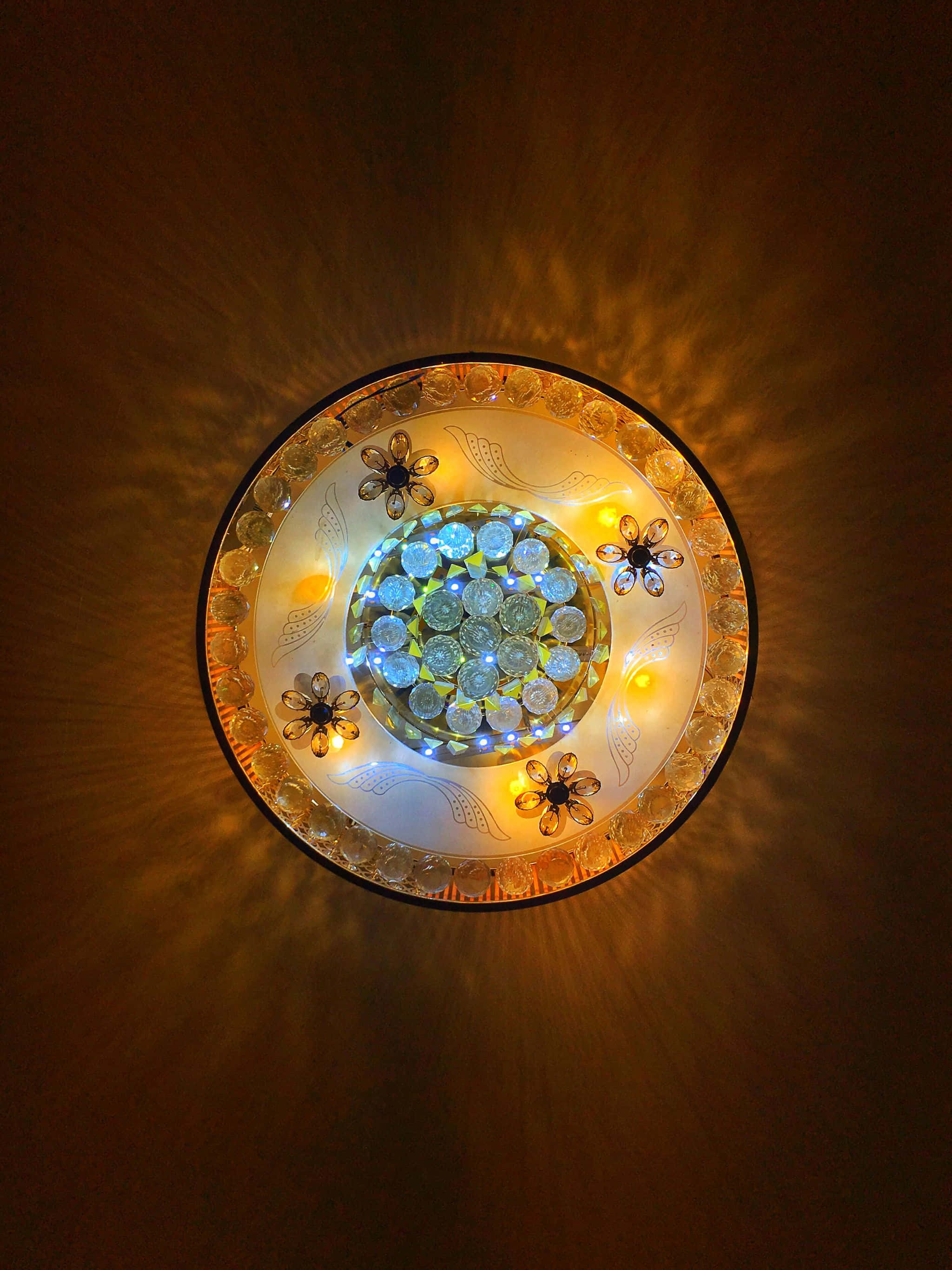 2048x2732, circular ceiling light fixture, floral crystal accents, 2K Phone Wallpaper
